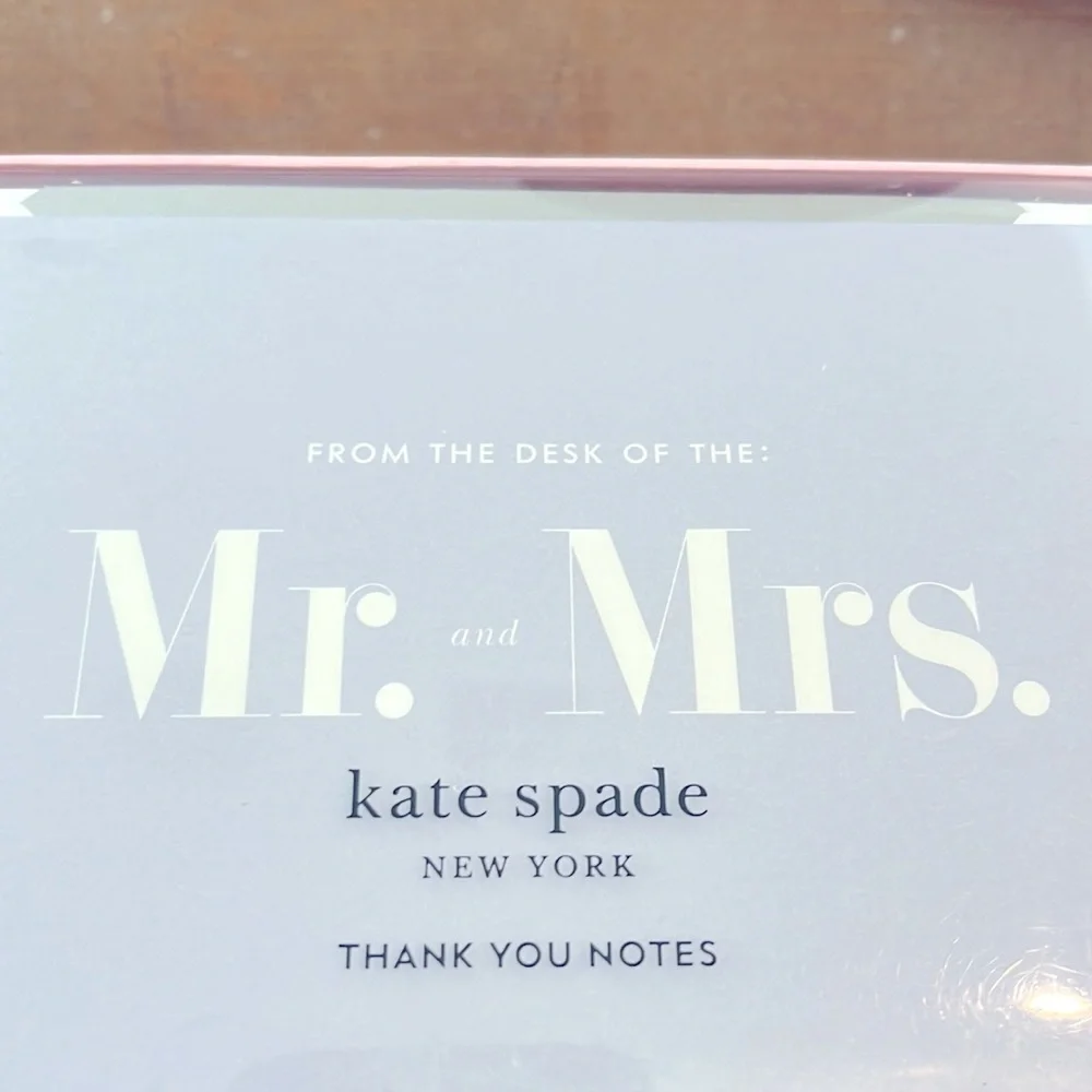 ♠️ 💍 KATE SPADE THANK YOU CARD SET “From The Desk Of MR. and MRS.” 10 Notecards